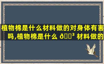 植物棉是什么材料做的对身体有害吗,植物棉是什么 🌳 材料做的 对身 🐦 体有害吗